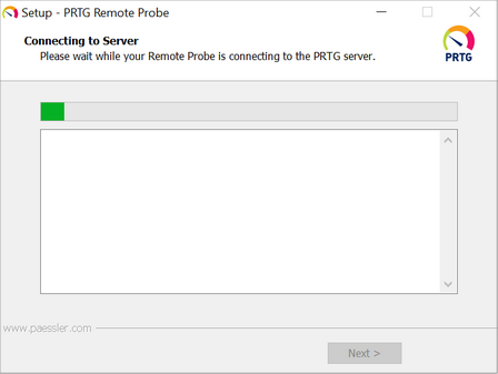 Remote Probe Setup Connecting to the PRTG Core Server