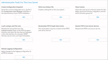 PRTG Core Server Administrative Tools